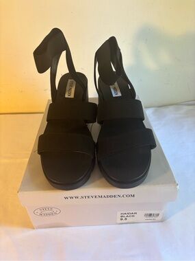 Steve Madden Haidar Black Women's Strappy Platform Sandals